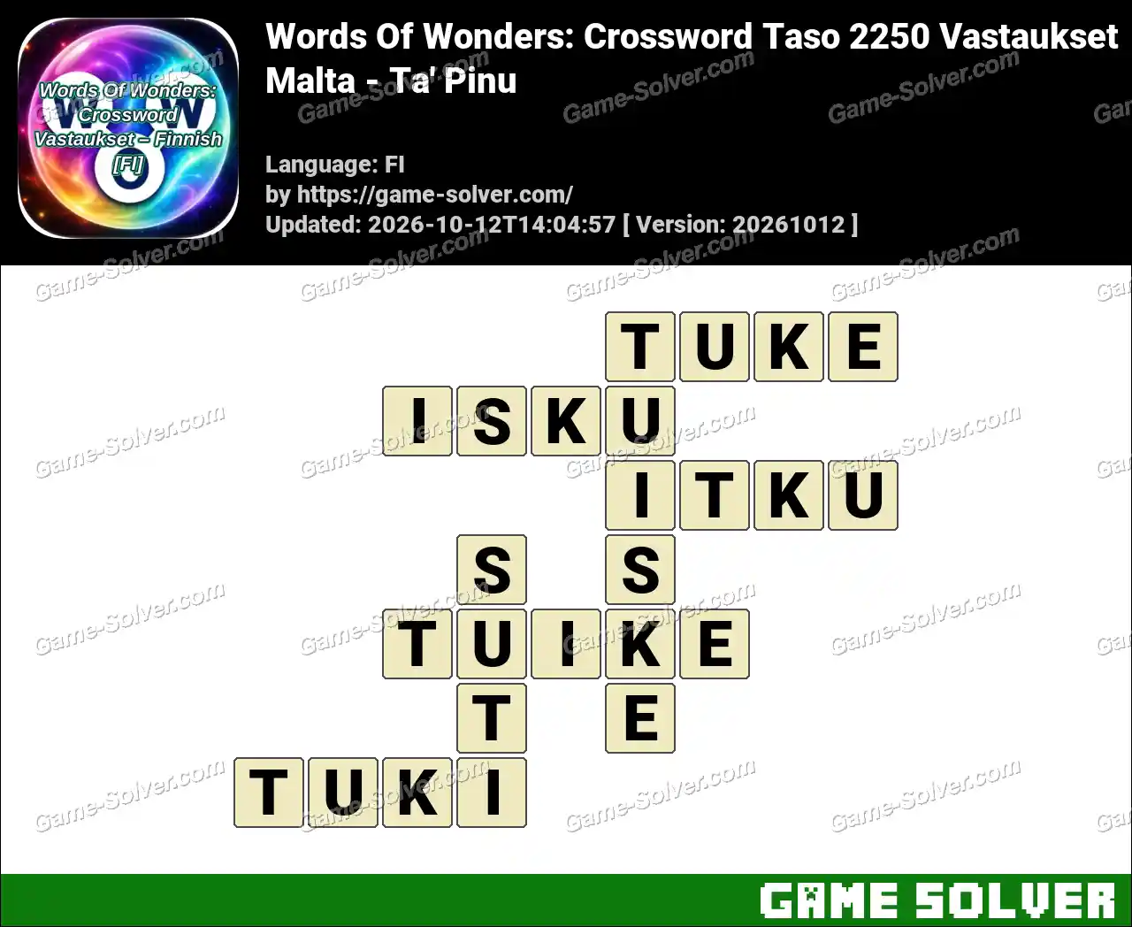 Words Of Wonders: Crossword Taso 2250 Vastaukset – Malta – Ta’ Pinu